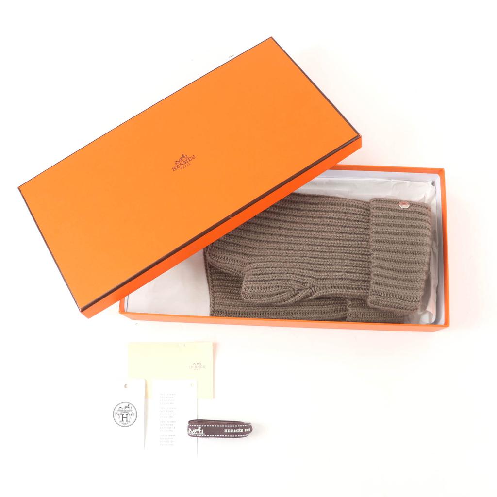 Excellent HERMES Gloves Filipa Brown Cashmere Women M H222033G Used