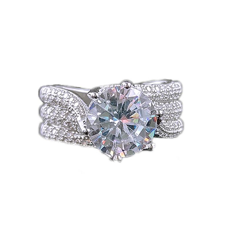 Cross Six-Prong Luxury Pavé Ring - Classic European & American Style, Hot Selling Women's Jewelry R7851