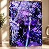Anime Girl With Sword and Cherry Blossoms Personalized D Textured Metal Poster Wall Art Vintage Tin Signs for Decor Room Home