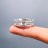 Huitan Simple Stylish Rings with Double Layer Design Charming Exquisite Accessories for Women Shiny CZ Versatile Daily