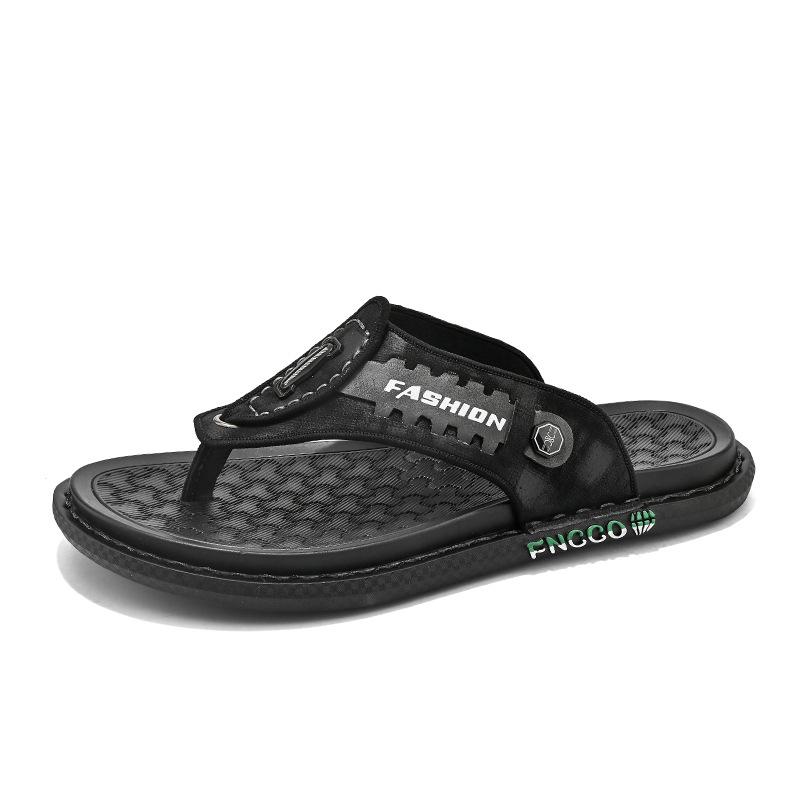 

Летние мужские сшивные пляжные туфли с открытым носком, повседневные вьетнамские сандалии для вождения, обувь-шлепанцы двойного назначения для ношения в прямом эфире 44 чёрный