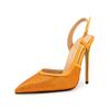 Fashion Fashion Show Water Diamond Orange High Heel Sandals Summer New Sexy Patent Leather Leopard Pattern Women's Singles Shoes 35-46