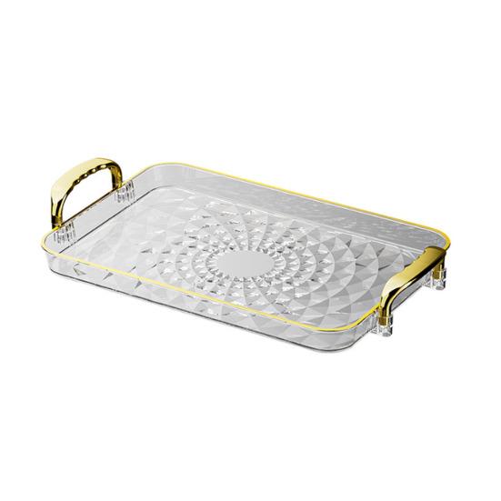 Clear Serving Tray with Handles Multipurpose Fruit Snack Dessert Platter for Home Parties Stackable Decorative Storage Tray Kitchen Organizer