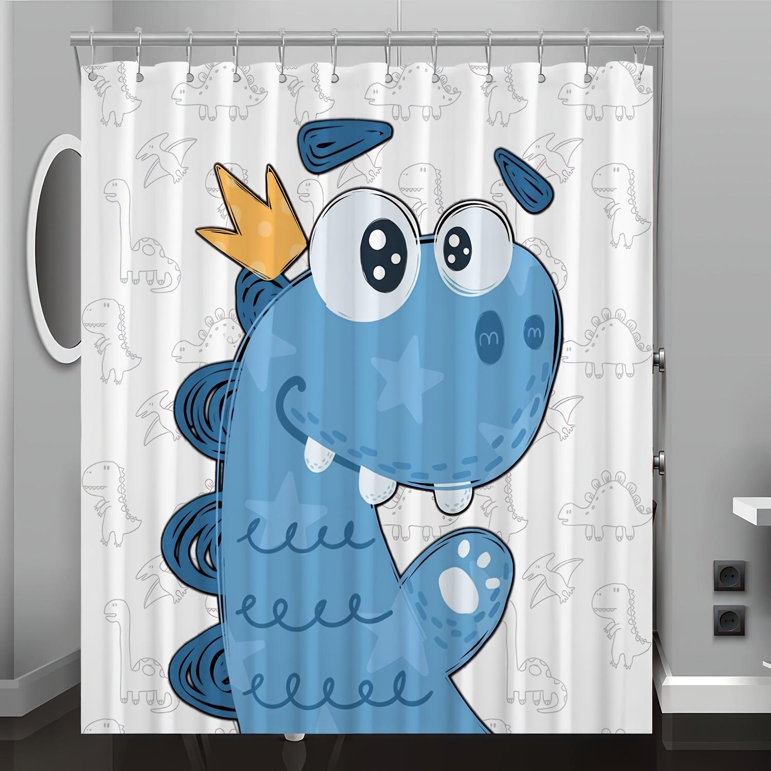 

Cute Dinosaur Shower Curtain Waterproof Mildew-Resistant Bath Curtain With Fun Design Perfect For Kids Bathroom Decor Gift Idea W60H190(CM)-1 Pcs