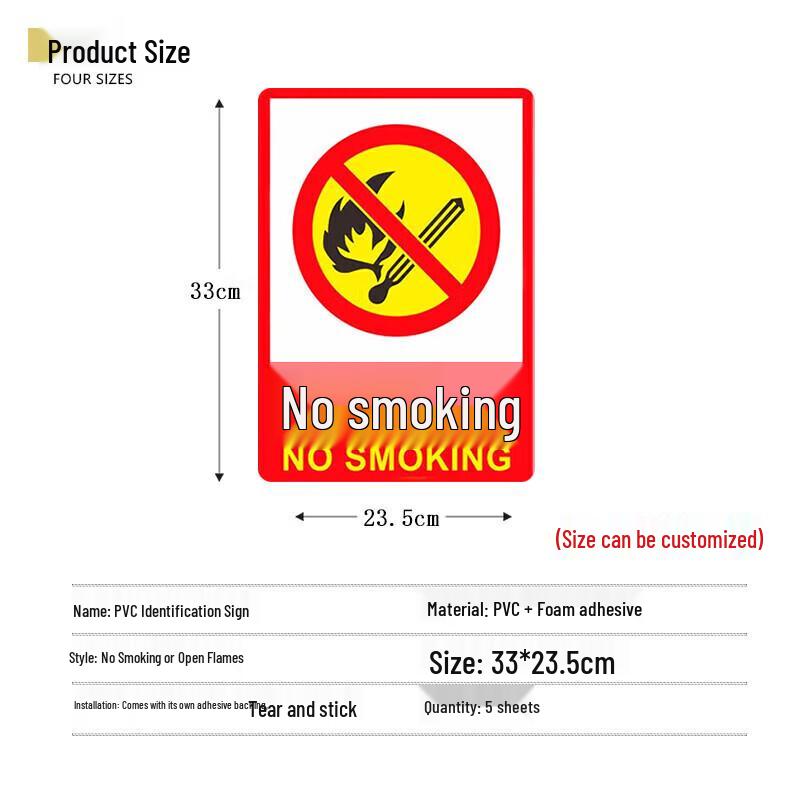 GUAIKEAI "No Smoking" Safety Warning Sign