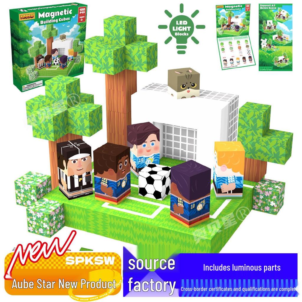 Pink Castle Cube Magnetic Building Block Set - STEM Educational Toy