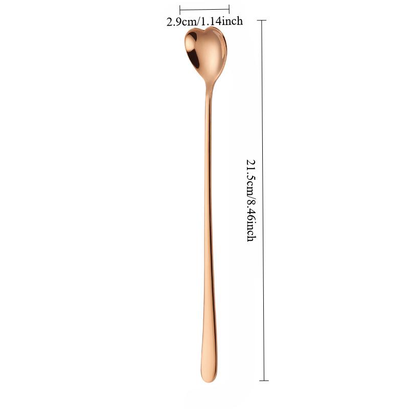 304 stainless steel ice spoon, extended heart-shaped stirrer, Korean style long handled,household coffee and dessert spoon