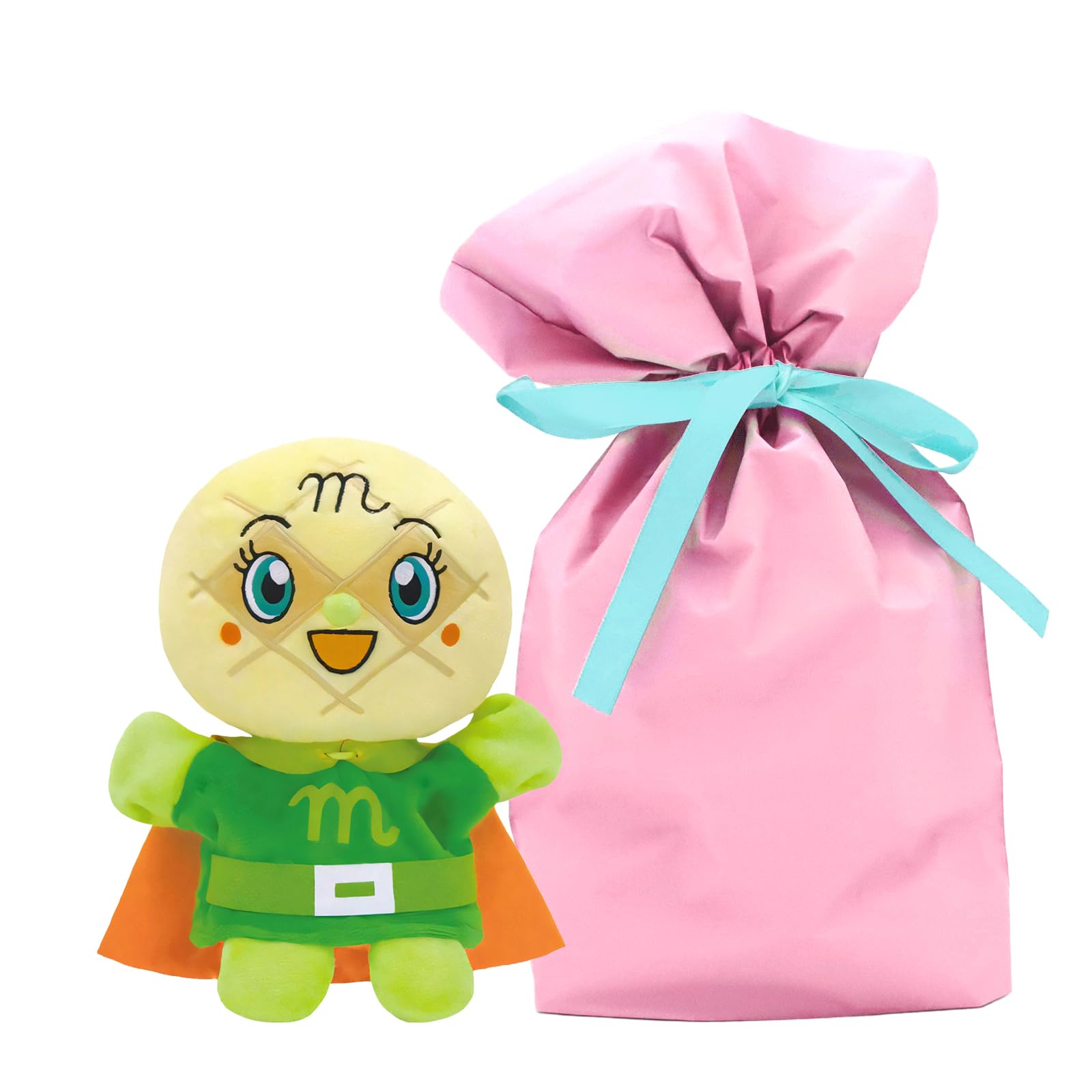 

Yoshitoku Melonpanna Hand Puppet Plush Size S Kids Will Comes in a Gift Wrapping Bag with Pink and Red Toy, (19cm Long), Love, Ribbon,