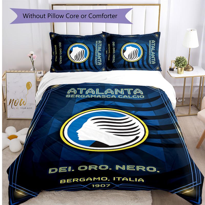 Atalanta FC Printed 3PCS Bedding Set Breathable Duvet Cover with Pillowcases Decorative Bed Linen for Bedroom Home