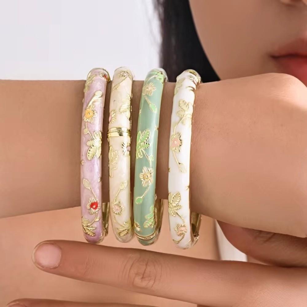 Small Flower Cloisonne Vintage Bangles Vintage Design Ethnic Bracelet  Accessories