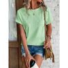 Fashion Casual Bat Short Sleeves Hollow Blouse Women O Neck Loose Summer T Shirts Female Office Tops Sweet Embroidery Solid Color Elegant Clothing
