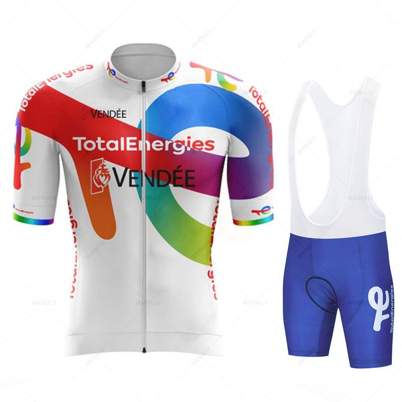 Total Energies Radtrikot Set Sommer Kurzarm Atmungsaktiv Fahrrad Herren Fahrradkleidung Maillot Ropa Ciclismo Uniform Anzug