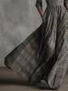 2025 European & American Women's Retro Plaid V-Neck Long Dress - Autumn/Winter Elegant French Style