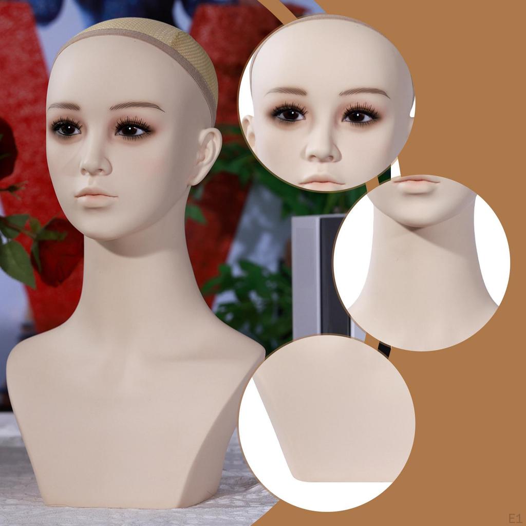 Buste de tête de mannequin féminin avec trou d'oreille Support de mannequin d'épaule pour chaîne de pendentif