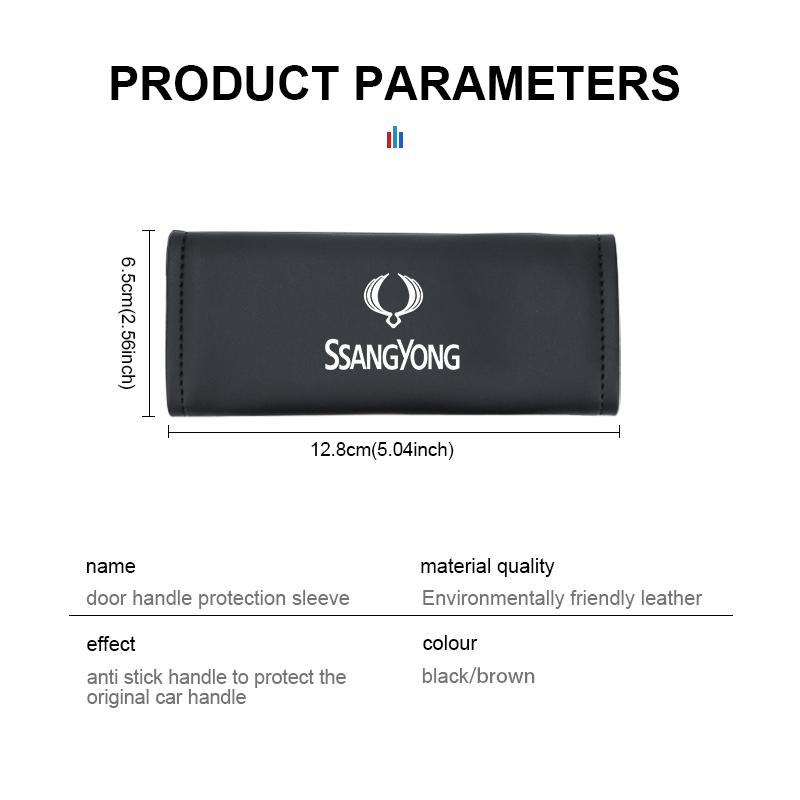 2pcs Car Door Handle Leather Cover Protective Case Accessories For SsangYong Korando Rexton Kyron Rodius Tivoli Musso