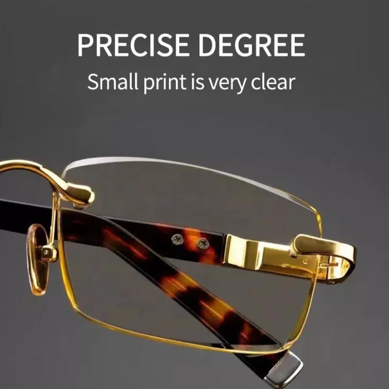 1PC Fashion Diamond Cutting Rimless Reading Glasses for Men Women Anti Blue Light High Clear Presbyopic Eye Glasses