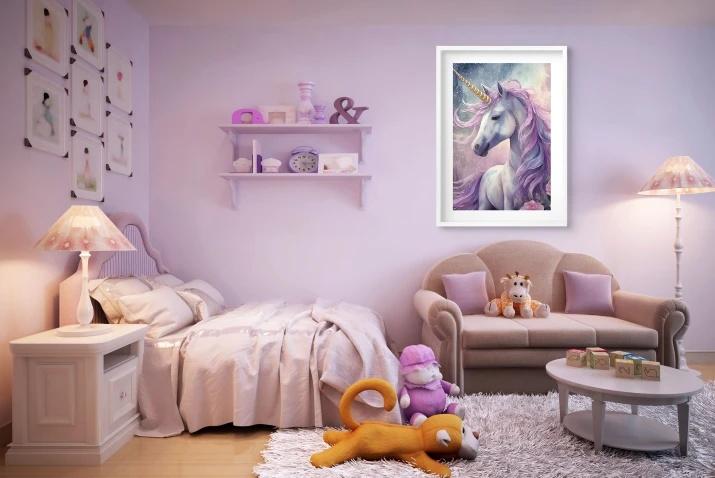 Obraz Plakat Dekoracja w Białej ramie Koń do pokoju dla dziewczynki 50x70