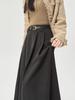 Women's High-Waist Wool Pleated A-Line Skirt - Autumn/Winter Mid-Length Swing Skirt