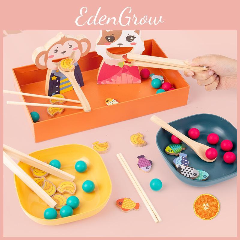 Preschool Game Feeding Toy With Wooden Material Cognitive Skills Interaction