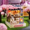 CUTEROOM DIY Wooden Dollhouse Miniature DIY Kit Set for Sushi Restaurant Dollhouse with 3D Puzzle and LED Perfect for and Holiday Christmas Gifts