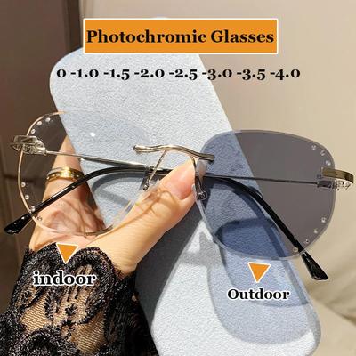 Occhiali da vista fotocromatici irregolari di lusso per donne e uomini, con cambio di colore per miopia, diottrie e lenti ottiche.