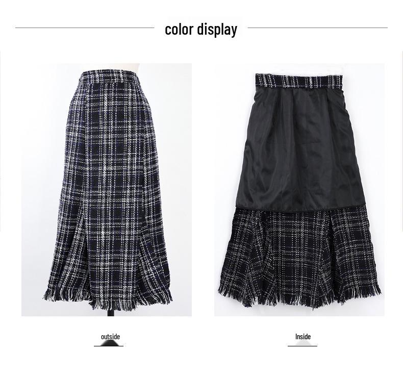 Women's High-Waist Fringe Pencil Skirt - Autumn/Winter Korean Style, Slim Fit, Mid-Length Pleated Umbrella Design