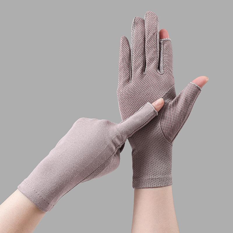 Women’s Two-Finger Cutout UV Protection Gloves, Breathable Thin Summer Gloves, Anti-Slip Driving Cycling Gloves for Outdoor