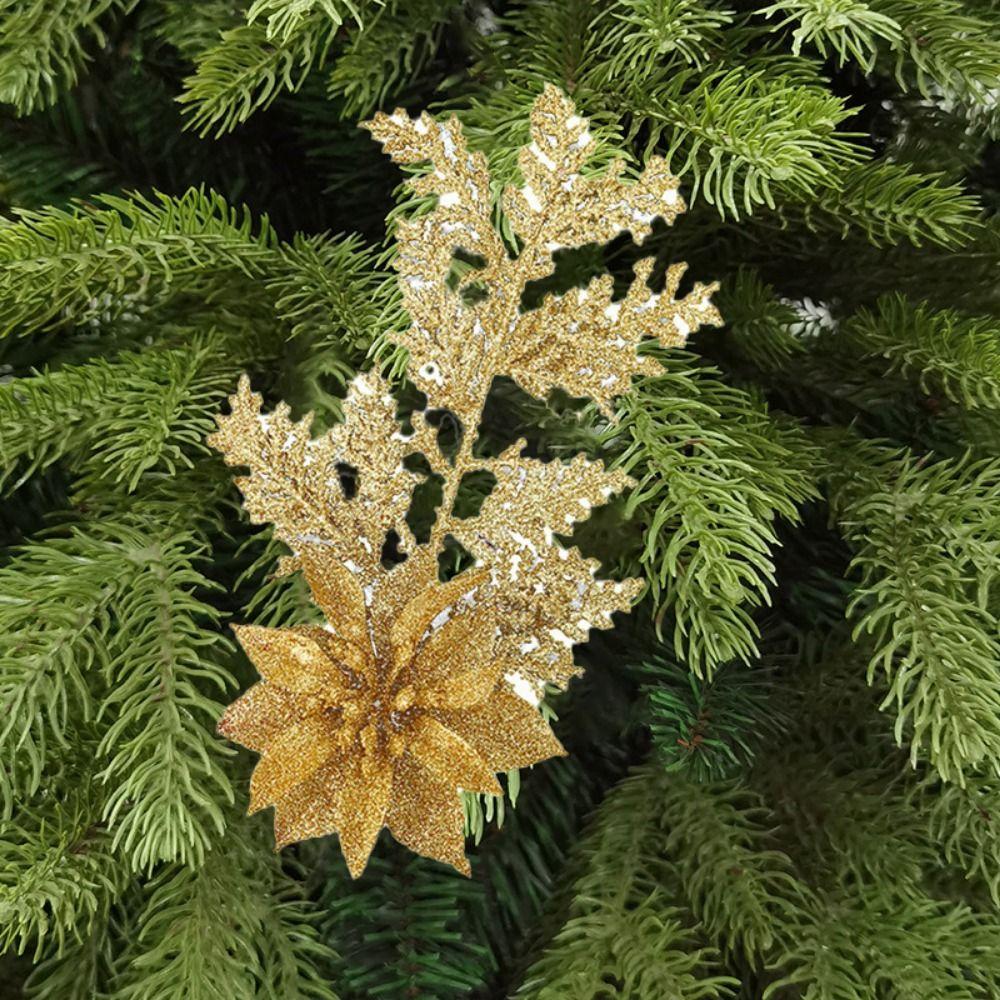 Handcraft Pine Leaves Christmas Flowers Hanging Xmas Decorative Flowers Party Supplies
