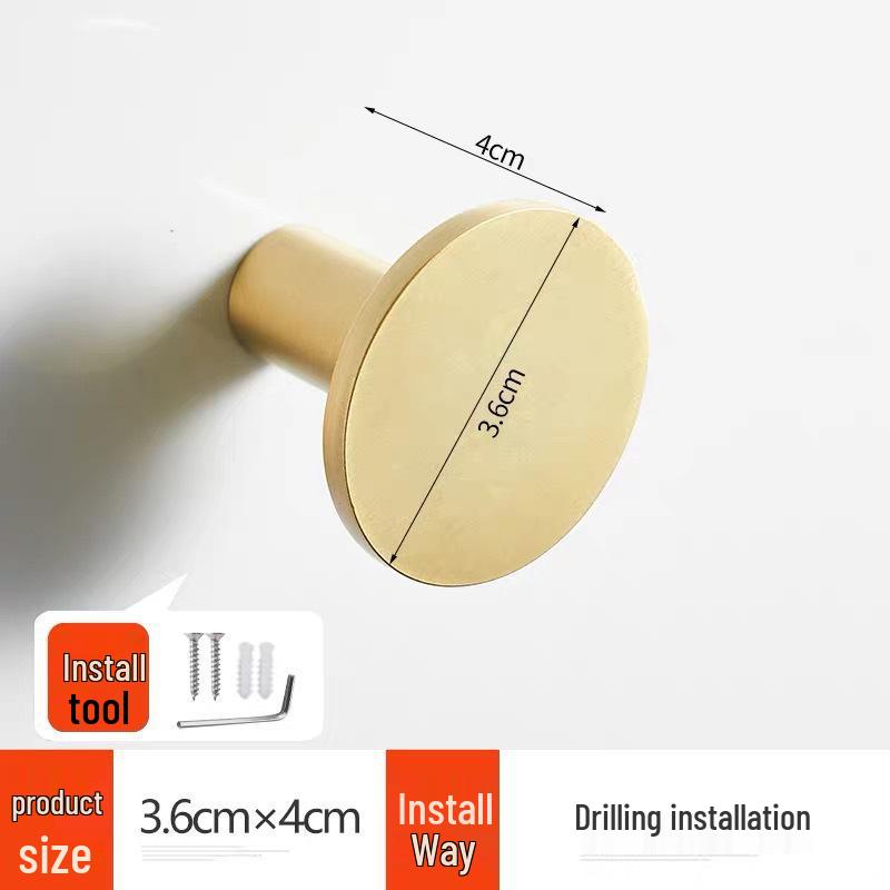 304 Stainless Steel Wall-Mounted Clothes Hook for Bathroom and Entrance - Single Hook for Coats, Hats, and Clothing