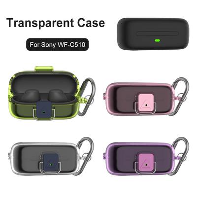 Coque Transparente en TPU pour Sony WF-C510 Skin de Protection Coque Anti-Chute pour Écouteurs avec Mousqueton pour Étui de Chargement Sony WF-C510