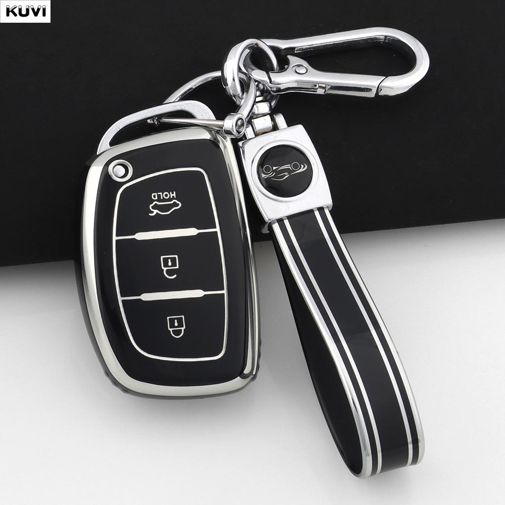 EEJQ9 Hot TPU Car Smart Key Case Cover For Hyundai Tucson Santa Fe Rena Sonata Elantra Creta Ix35 Ix45 I10 I30 I40 Keychain Holder Fob
