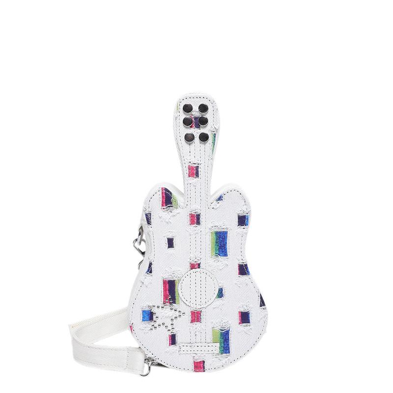 

Сумка для гітари Super Fire. Жіноча сумка-ніша. Нова креативна рвана джинсова сумка-гітара Spice Girl білий