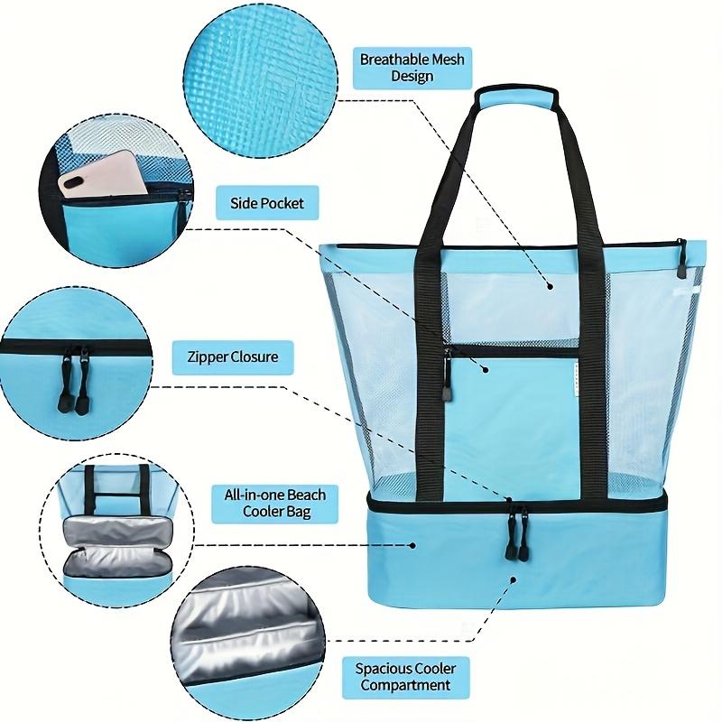A Multifunctional Outdoor Travel Bag, Including A Toiletry Bag, Summer Items, and A Creative Mesh Beach Bag for Outdoor Trips.