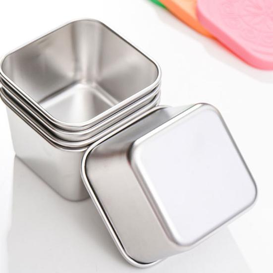 Stainless Steel Sauce Cup with Silicone Lid  Leak-Proof Square Snack Container for Kids BPA-Free Stackable Lunch Box for School Picnic