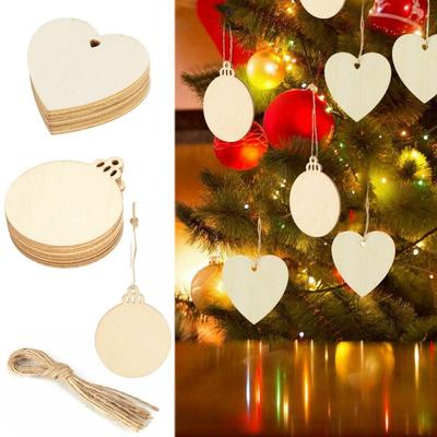 Pattern Christmas Decor Round Wooden Discs Wood Slices DIY Craft Christmas Ornaments Hang Decor