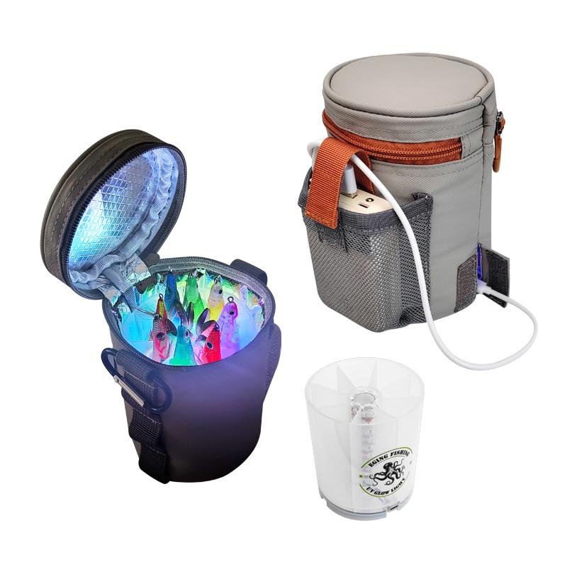 Fishing Bags And Boxes Fishing Lure Uv Glow Light Fill Light Usb Port Charging Squid Jig Tackle Box Hard Bait Jig Storage Case