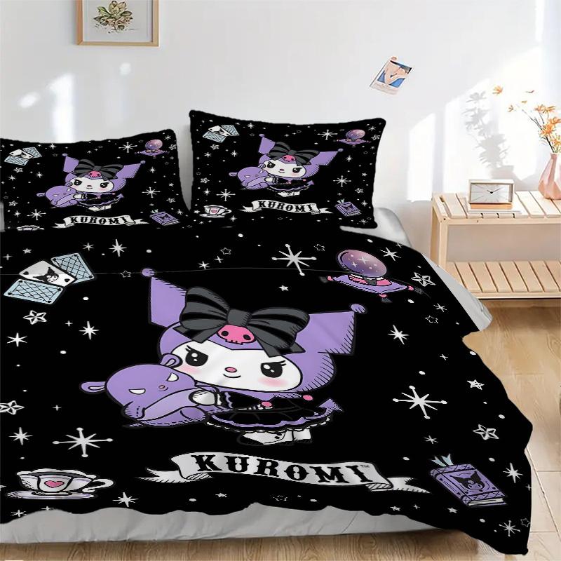 

3pcs Cute Kuromi s Enchanted Night Quilt Cover Set - Soft and Cozy Bedroom, Guest Room and Dorm Decorative Bedding 3-Piece Set 1 Quilt Cover + 2 135x200cm