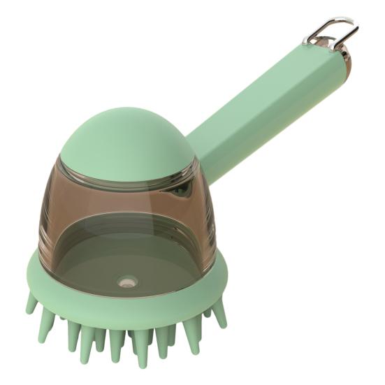 Escova de Banho para Animais de Estimação com Cerdas de Silicone 2 em 1 para Cães e Gatos com Dispensador de Sabão Embutido Ferramentas de Massagem Esfoliantes para Higiene de Animais