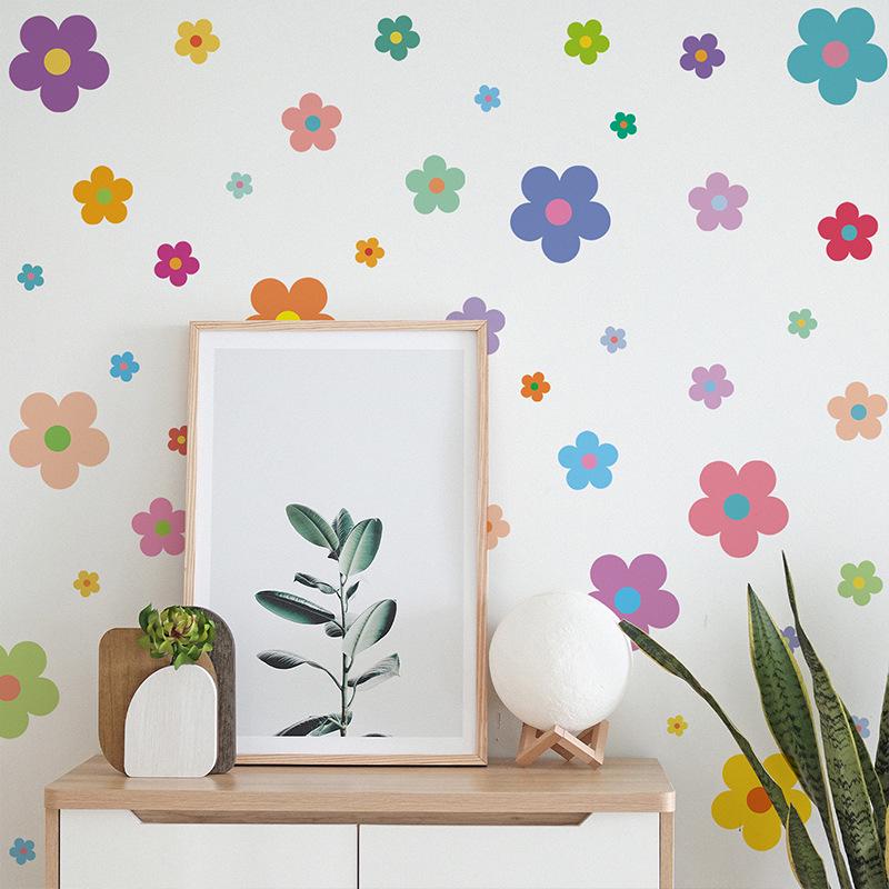 Colorful Flower Wall Stickers for Children's Bedroom, Bedside, Wardrobe, and Kindergarten Classroom