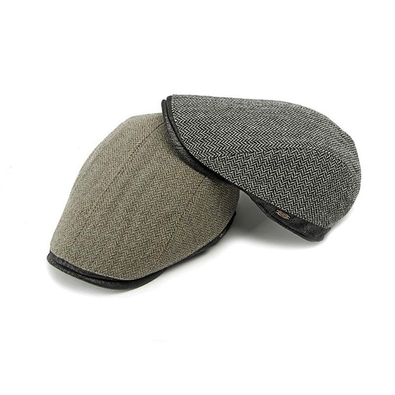 Autumn Winter Warm Hat Men's Beret British Retro Wool Forward Cap Peaked Cap