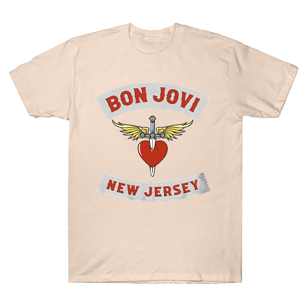 New Jersey Youth T-Shirt Bon Jovi Rock Punk Band Print TShirt Short Sleeve Hip Hop Tees Casual Loose Streetwear Cotton Tops Unisex Mens women clothes