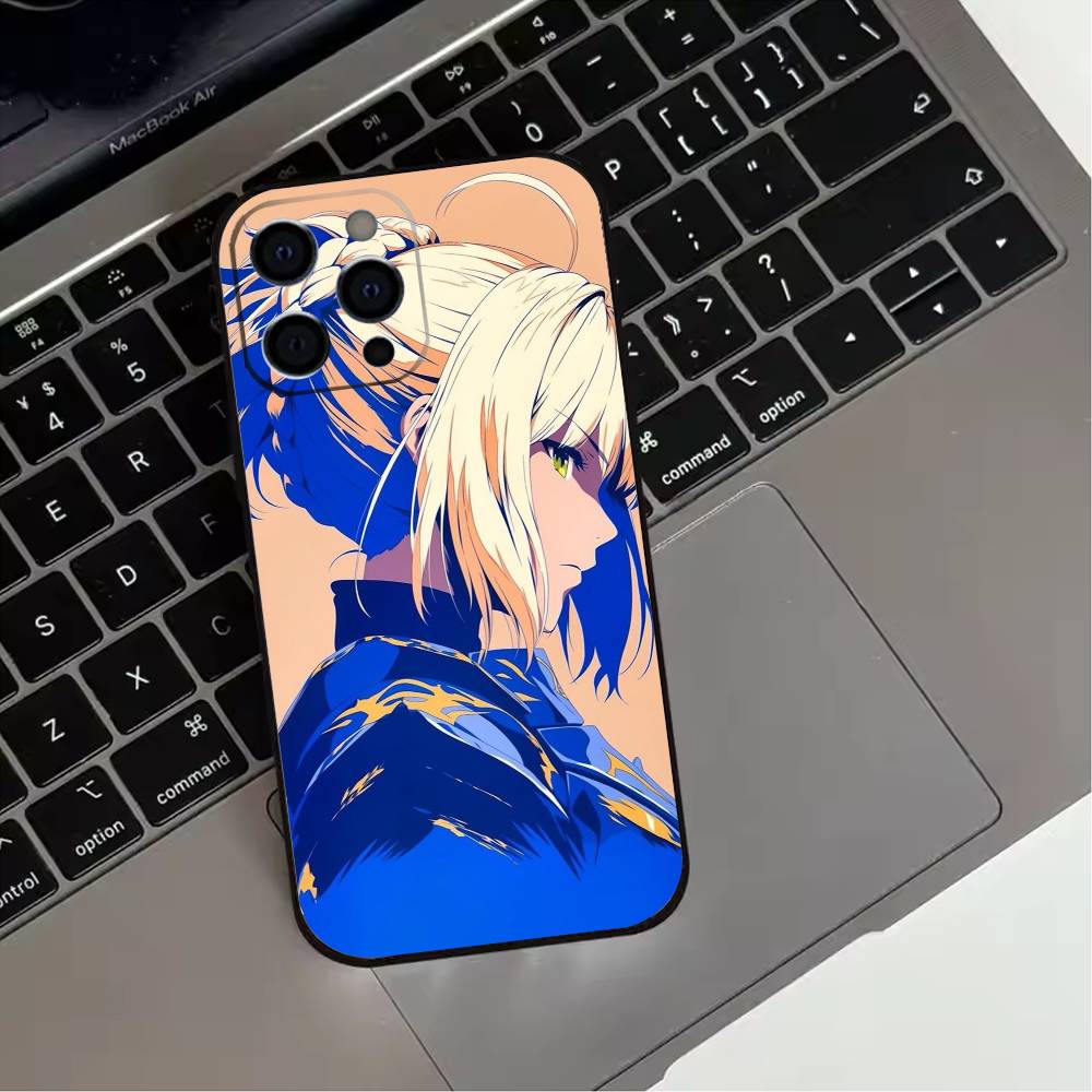 Чехол для телефона C-Cool F-Fate S-Saber Аниме для iPhone 17,16,15,14,13,12,11 Plus,Pro Max,XS,Мягкий силиконовый черный чехол iPhone11PROMAX