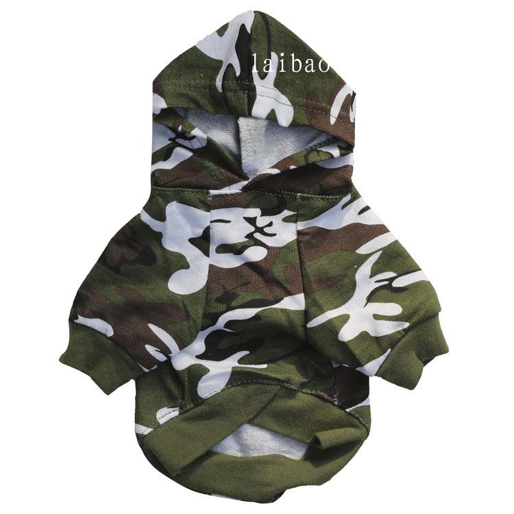 Camouflage Cotton Hooded Raglan Sweatshirt for Dogs & Cats - Small to Large, Spring & Autumn