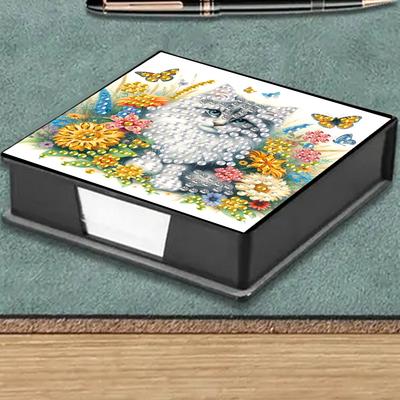Blumen Diamant Malerei Notizkartenbox Edelstein Malerei Memo Pad Halter Mosaik Set Strasssteine Post It Spender für DIY Kunsthandwerk