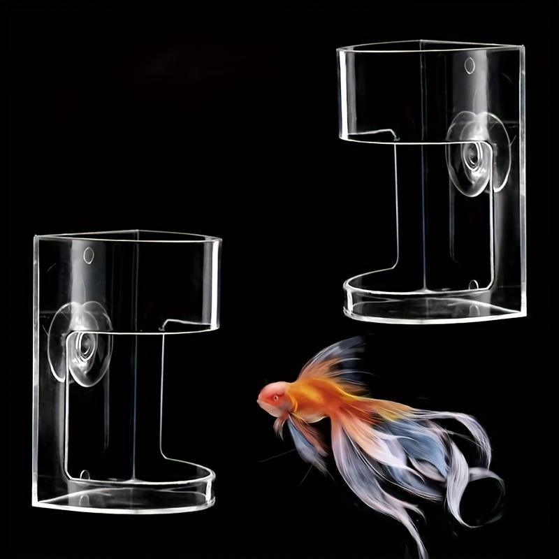 1pc Transparent Round Aquarium Feeder Bowl Aquarium Acrylic Fish Feeder Wall-Mounted Fish Feeding Tube Gardening Accessories
