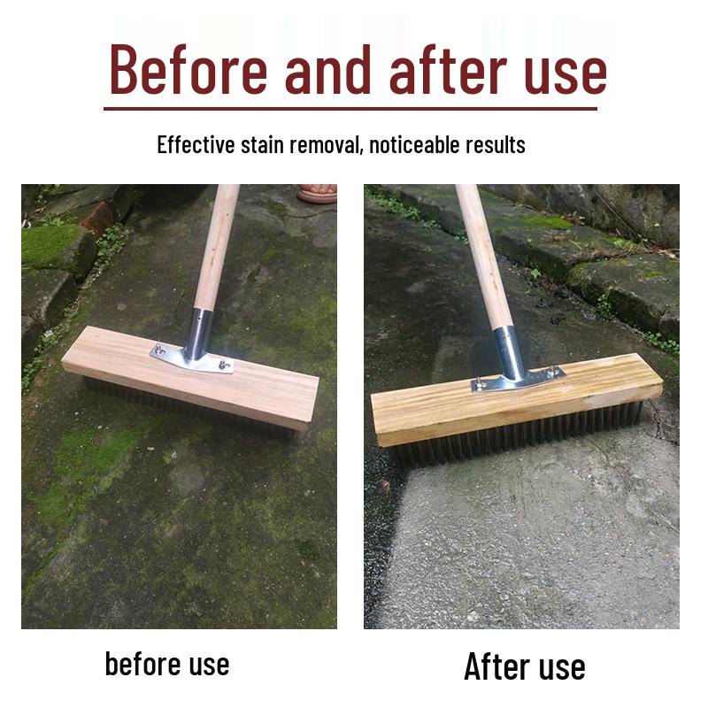 Stainless Steel Wire Floor Scrubber with Long Handle and Hard Bristles