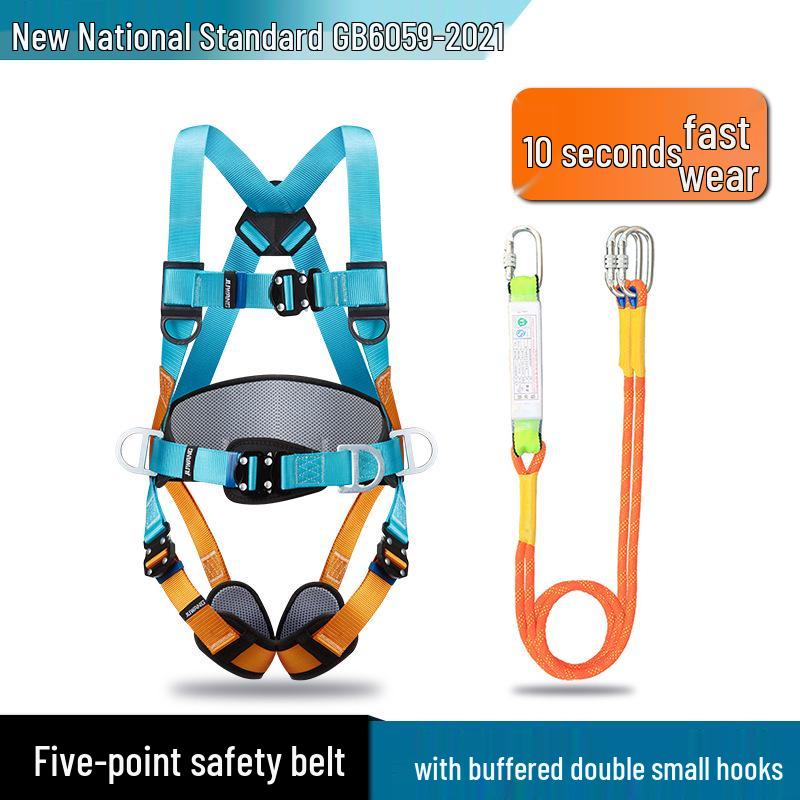5-Point Full-Body Electrician Safety Harness with Double Hooks for High-Altitude Work