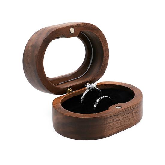 Wooden Ring Box with Small Wood Holder Case Rustic Double Ring 2 Slots Jewelry Gift Storage