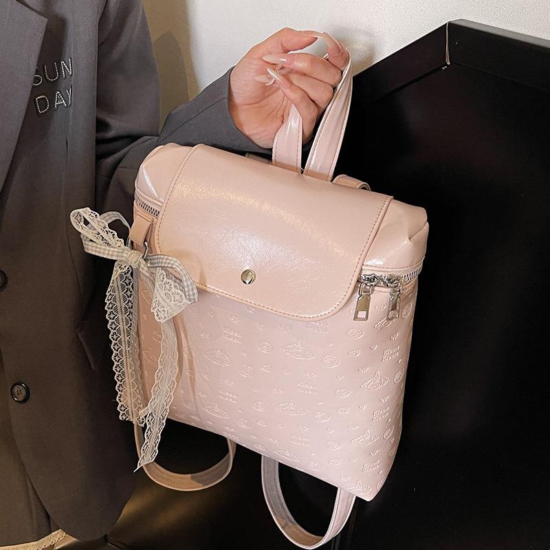 Niche design sweet embossed portable tote bag women's fashion large capacity college backpack