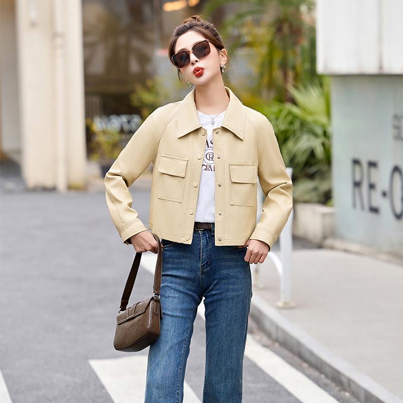 Women's 2025 Spring Fashion Loose PU Leather Jacket, Casual Top Z8803